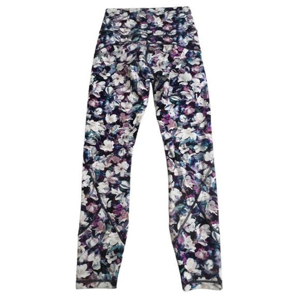 Lululemon Womens Mid Rise Full Length‎ Floral Everlux In Movement Tight 25" 4 - Picture 4 of 10